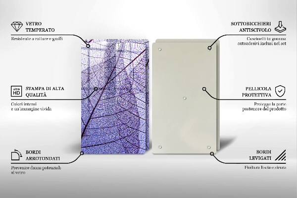 Placă din sticla protectie perete Frunze cu vene