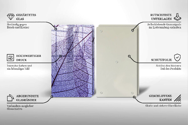 Placă din sticla protectie perete Frunze cu vene