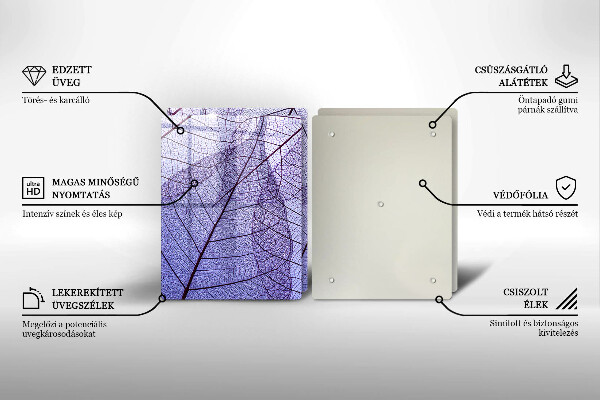 Placă din sticla protectie perete Frunze cu vene