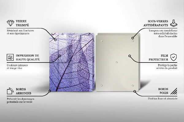 Placă din sticla protectie perete Frunze cu vene