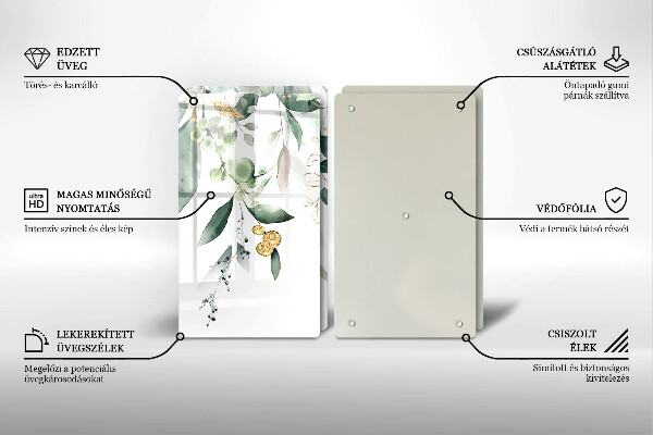 Placă din sticla protectie perete Acuarelă frunze