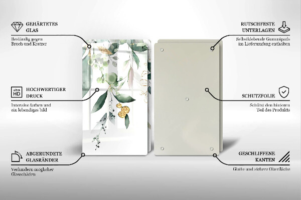 Placă din sticla protectie perete Acuarelă frunze