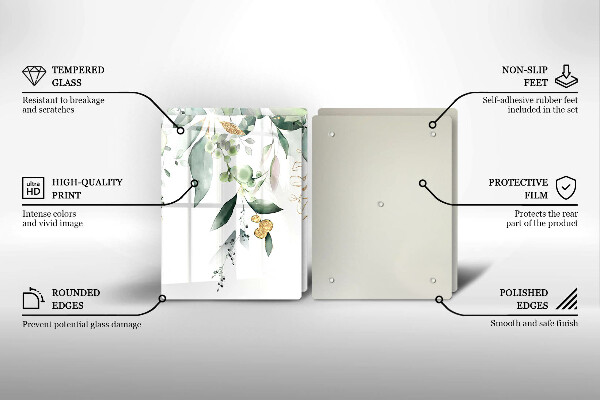 Placă din sticla protectie perete Acuarelă frunze