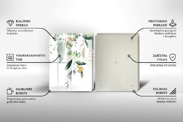 Placă din sticla protectie perete Acuarelă frunze