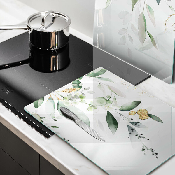 Placă din sticla protectie perete Acuarelă frunze