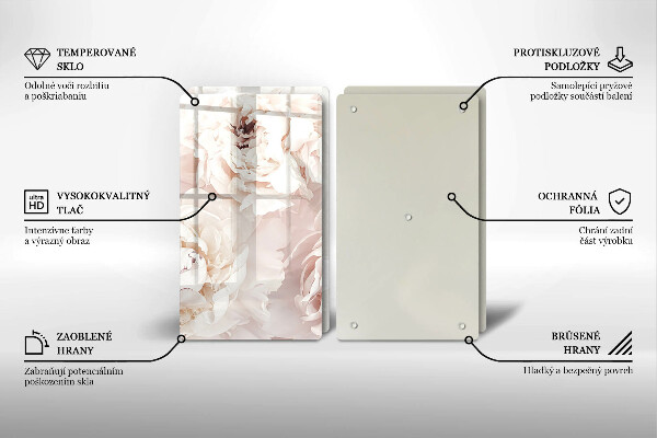 Placă sticla protectie aragaz Bujori pastel