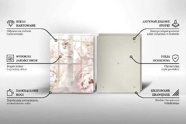 Placă sticla protectie aragaz Bujori pastel