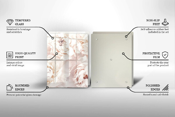 Placă sticla protectie aragaz Bujori pastel