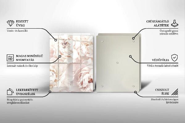 Placă sticla protectie aragaz Bujori pastel