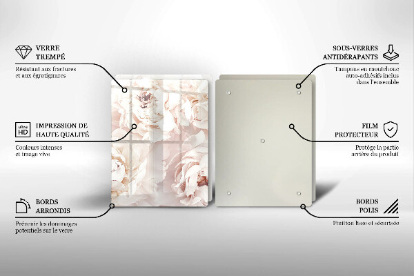 Placă sticla protectie aragaz Bujori pastel