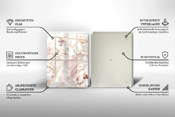 Placă sticla protectie aragaz Bujori pastel