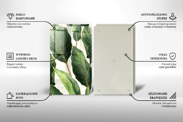 Placă sticla protectie aragaz Frunze de bananier