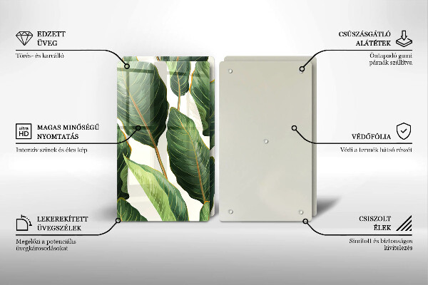 Placă sticla protectie aragaz Frunze de bananier