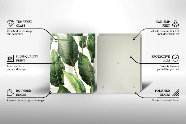 Placă sticla protectie aragaz Frunze de bananier