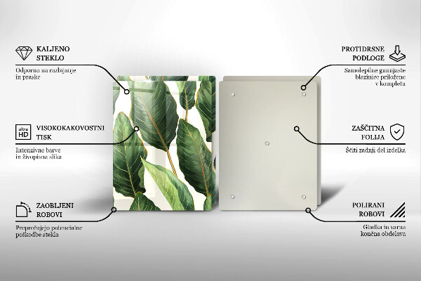 Placă sticla protectie aragaz Frunze de bananier