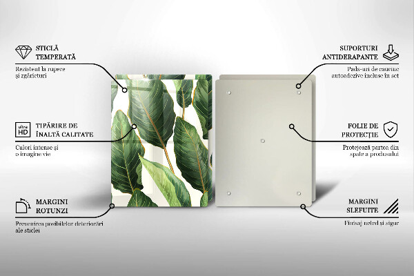 Placă sticla protectie aragaz Frunze de bananier