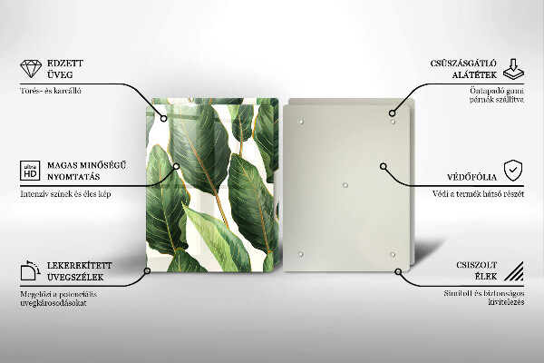 Placă sticla protectie aragaz Frunze de bananier