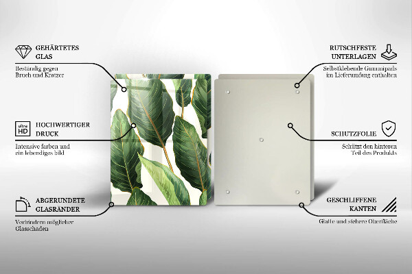 Placă sticla protectie aragaz Frunze de bananier