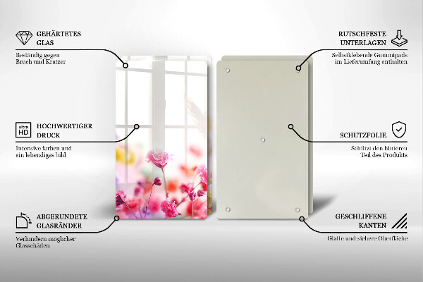 Placă sticla protectie aragaz Lunca de flori