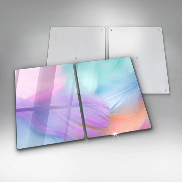 Placă sticla protectie aragaz Pene pastelate