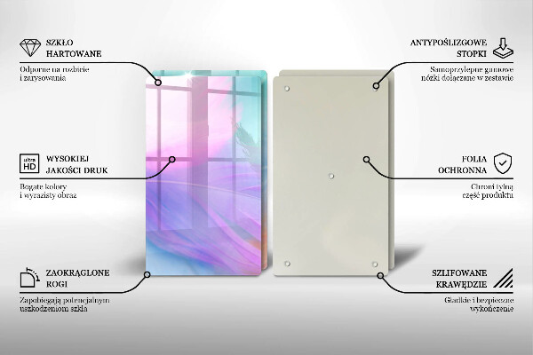 Placă sticla protectie aragaz Pene pastelate