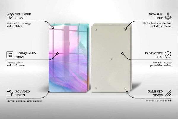 Placă sticla protectie aragaz Pene pastelate