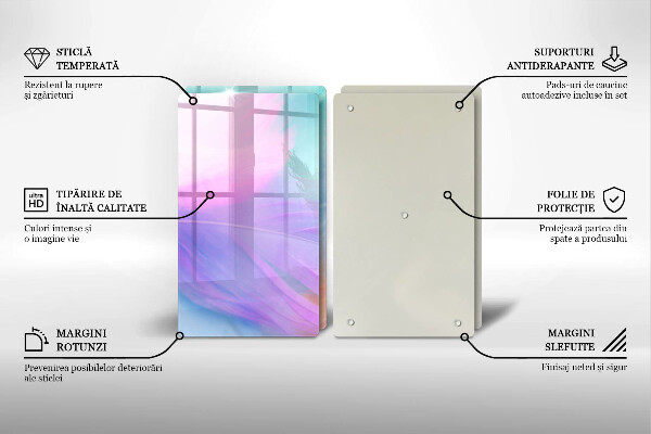 Placă sticla protectie aragaz Pene pastelate