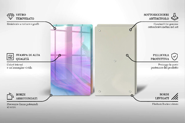 Placă sticla protectie aragaz Pene pastelate