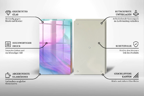 Placă sticla protectie aragaz Pene pastelate