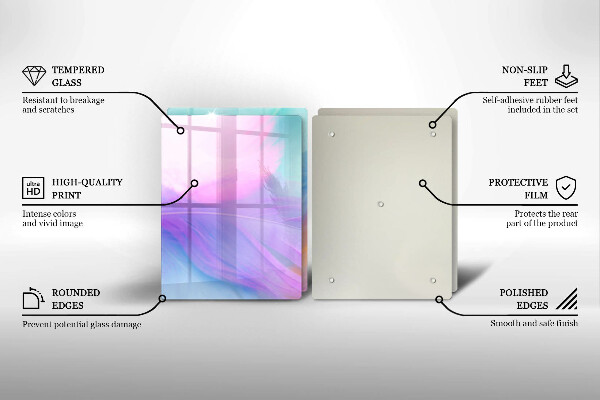 Placă sticla protectie aragaz Pene pastelate