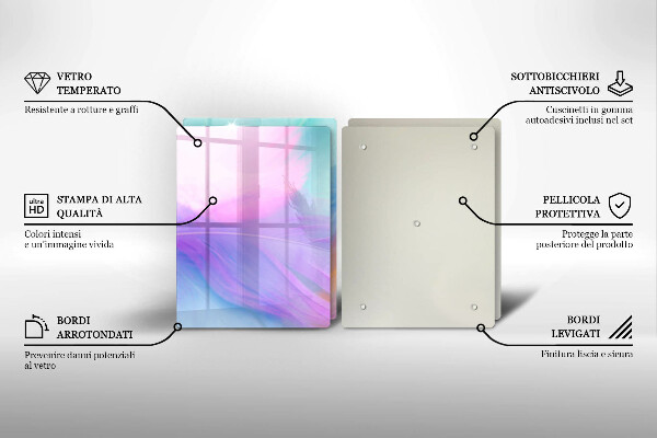 Placă sticla protectie aragaz Pene pastelate