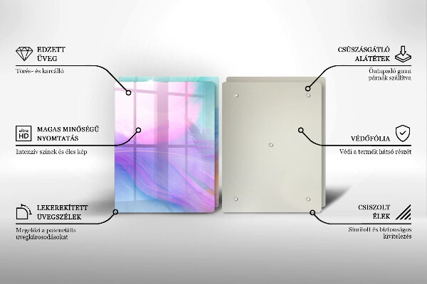 Placă sticla protectie aragaz Pene pastelate