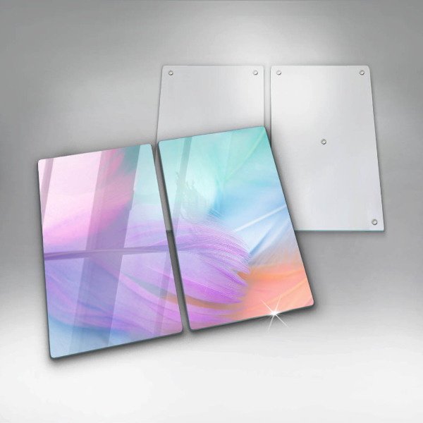 Placă sticla protectie aragaz Pene pastelate