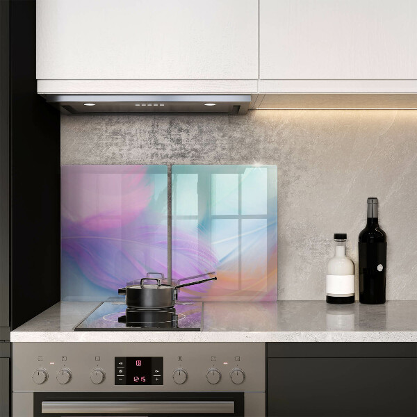 Placă sticla protectie aragaz Pene pastelate