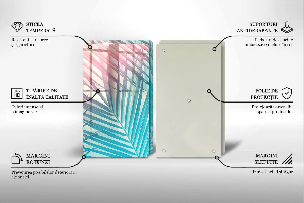 Placă sticla protectie aragaz Frunze pastelate