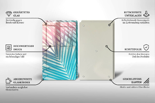 Placă sticla protectie aragaz Frunze pastelate