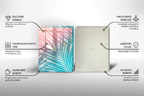 Placă sticla protectie aragaz Frunze pastelate
