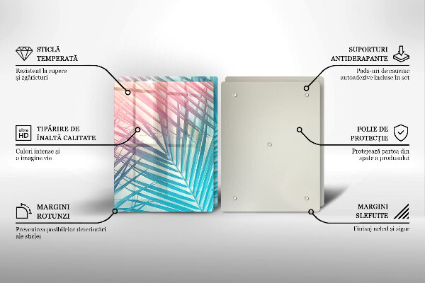 Placă sticla protectie aragaz Frunze pastelate