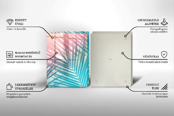Placă sticla protectie aragaz Frunze pastelate