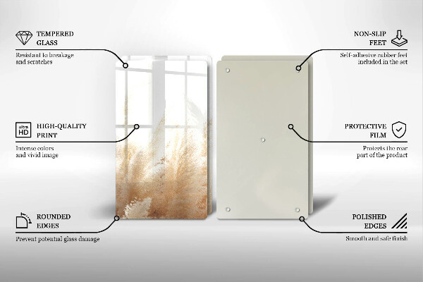 Placă sticla protectie aragaz Iarbă de pampas