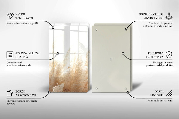 Placă sticla protectie aragaz Iarbă de pampas