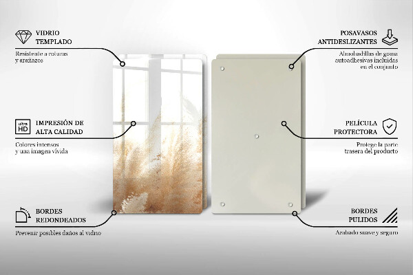 Placă sticla protectie aragaz Iarbă de pampas