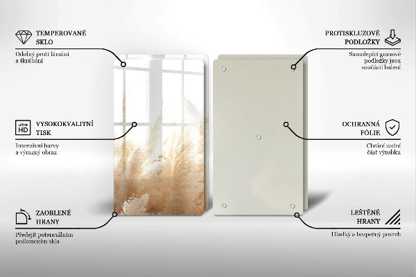 Placă sticla protectie aragaz Iarbă de pampas