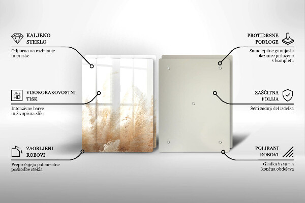 Placă sticla protectie aragaz Iarbă de pampas