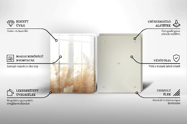 Placă sticla protectie aragaz Iarbă de pampas