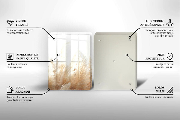 Placă sticla protectie aragaz Iarbă de pampas