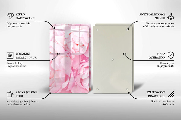 Placă sticla protectie aragaz Bujori delicati