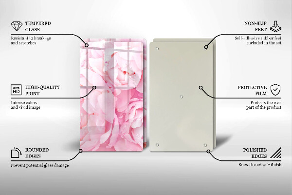 Placă sticla protectie aragaz Bujori delicati