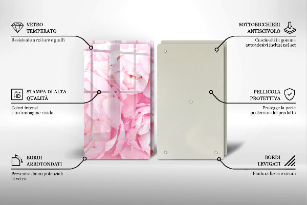 Placă sticla protectie aragaz Bujori delicati