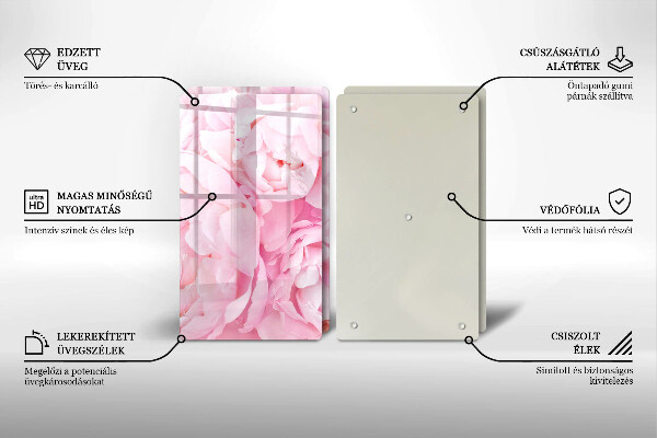 Placă sticla protectie aragaz Bujori delicati